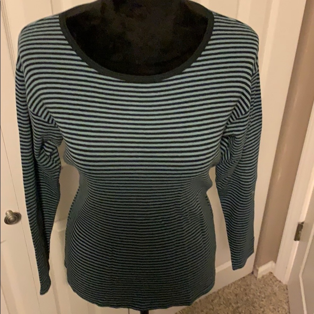 Karen Kane Easy Wear Long Sleeved Striped Shirt - Picture 9 of 15
